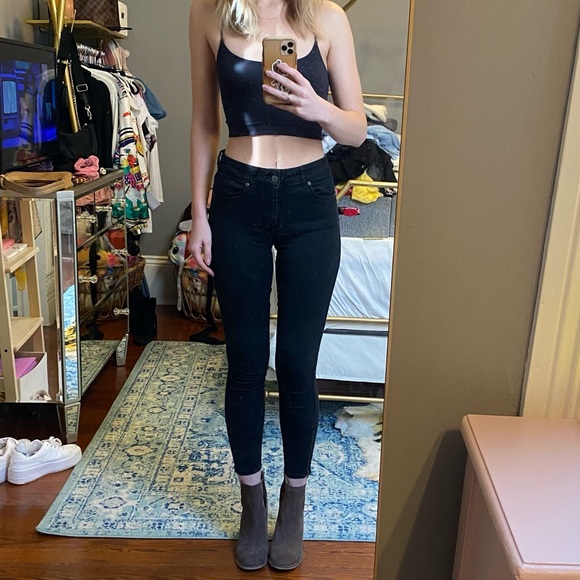 Global Funk Denmark High Rise Black Skinny Jeans with Zipper Ankle - Picture 5 of 9